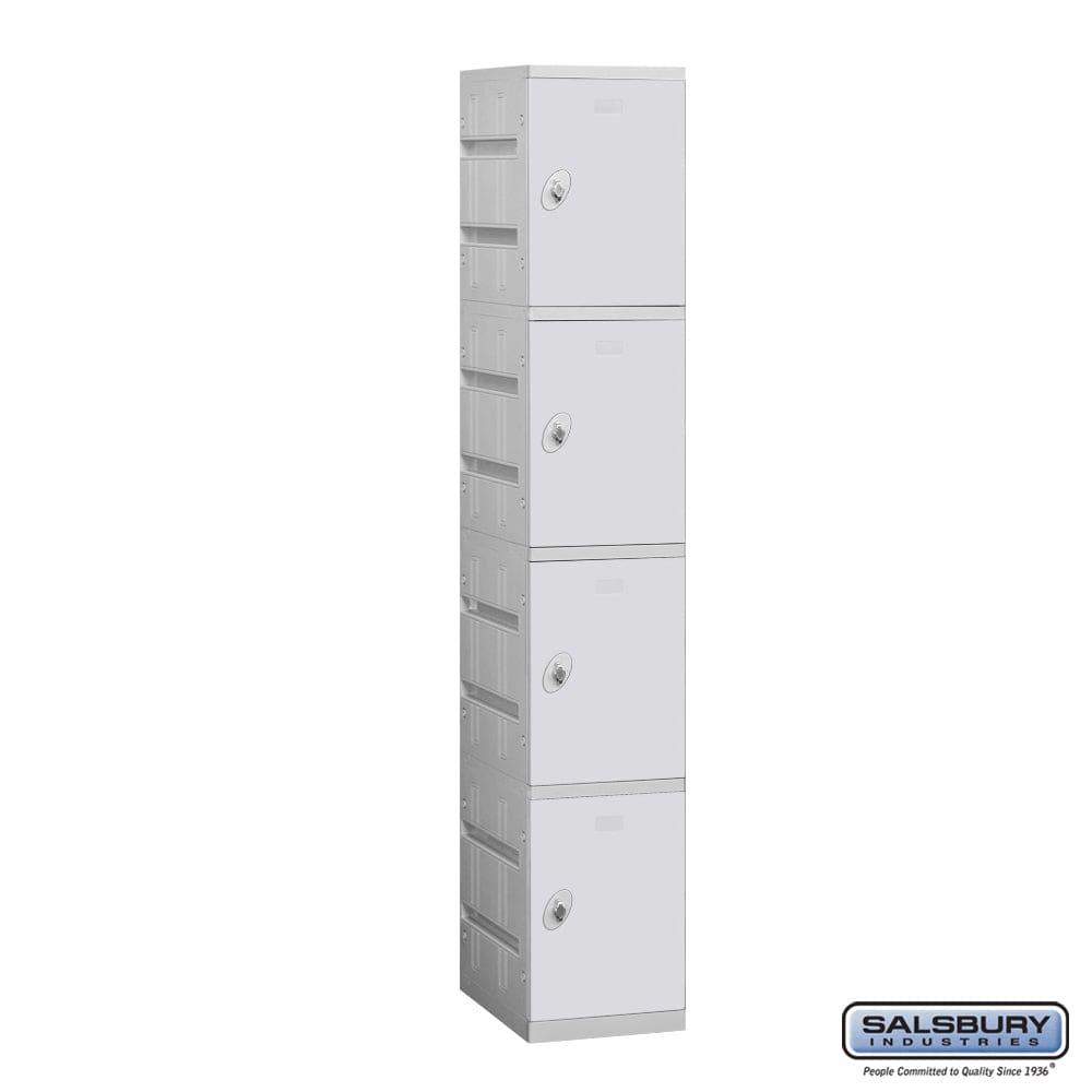 Plastic Lockers: High Grade ABS Plastic Locker - 4 Tier, 1 Wide - Gray - Salsbury Industries